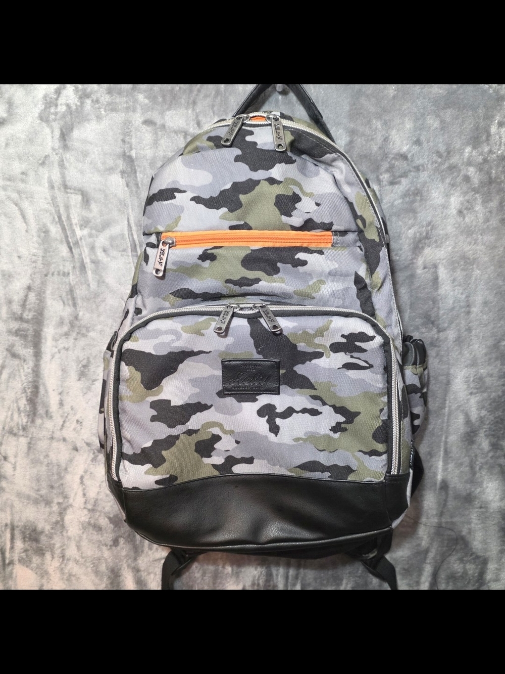 AD Sutton Kelty Camo Backpack with Faux Leather Trim